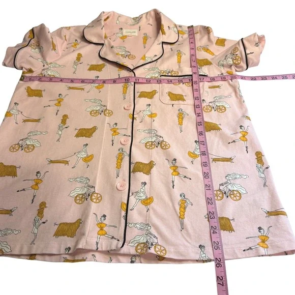 BedHead PJs Pink Pasta Print Pajama Set Short Sleeve Shorts Womens Medium M - Picture 8 of 9